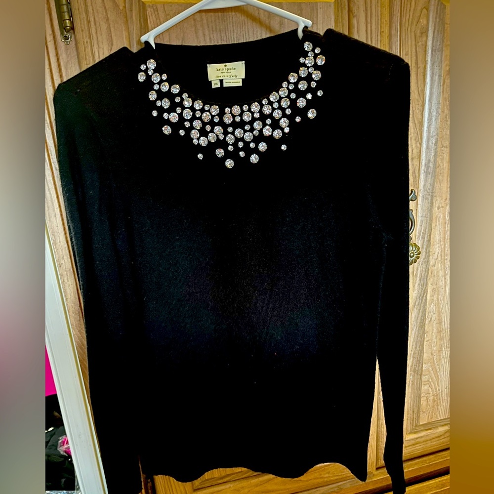 Kate spade NWOT Gorgeous embellished black sweater. Very classy and elegant